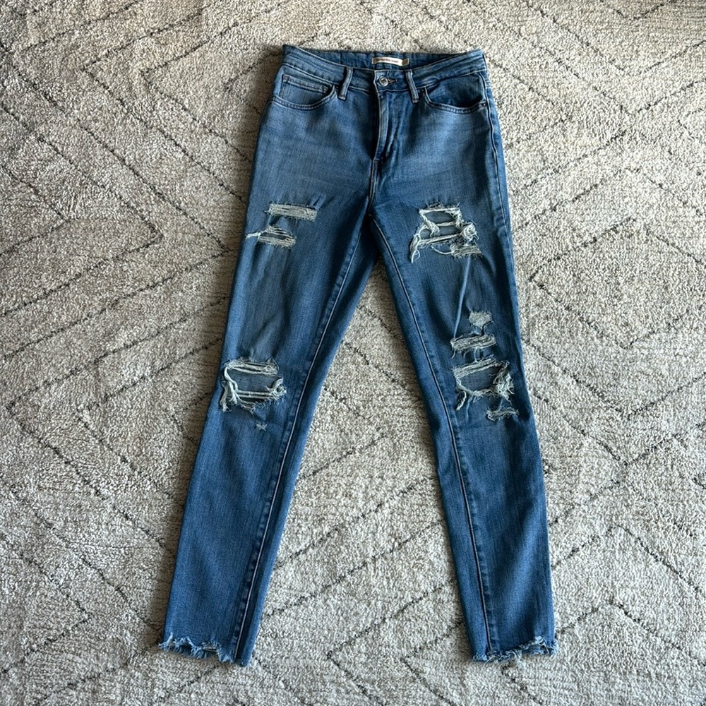 Levi’s Rip 721 High Rise Skinny Jeans Size 27 Medium Wash Blue